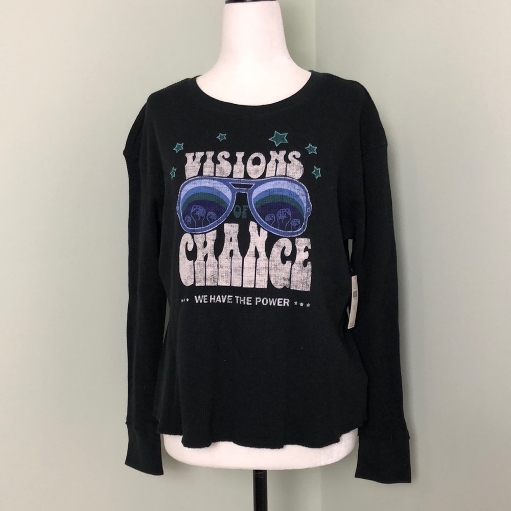 ❤️ XS ❤️ NWT Anthro Graphic Top Visions Of Change Thermal Long Sleeve